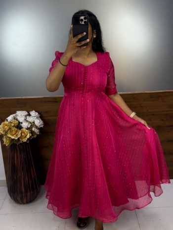 FANCY ORGANZA FUR AND SEQUENCE WORK ONE PIECE  RANI