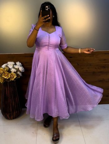 FANCY ORGANZA FUR AND SEQUENCE WORK ONE PIECE  LAVENDER