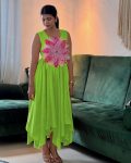 FANCY PARAMPARA SILK FLOWER CUTTING PASTING WORK ONE PIECE PARTY WEAR WHOLESALE PRICE ETHNIC GARMENT (6)