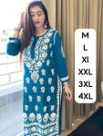 FANCY RAYON COTTON CHIKANKARI STYLE EMBROIDERY WORK TOP PENT SET OFFICE WEAR WHOLESALE PRICE ETHNC GARMENT (2)