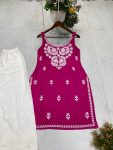 FANCY RAYON EMBROIDERY WORK KURTI PALAZZO SET FESTIVE WEAR WHOLESALE PRICE ETHNIC GARMENT (23)