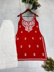 FANCY RAYON EMBROIDERY WORK KURTI PALAZZO SET FESTIVE WEAR WHOLESALE PRICE ETHNIC GARMENT (3)