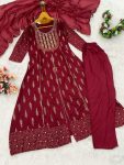 FANCY RAYON EMBROIDERY WORK TOP BOTTOM WITH DUPATTA FESTIVE WEAR WHOLESALE PRICE ETHNIC GARMENT (5)