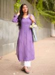 FANCY RAYON EMBROIDERY WORK TOP PALAZZO SET  LAVENDER