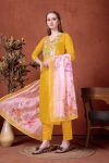 FANCY RAYON SLUB SEQUENCE EMBROIDERY WORK TOP BOTTOM WITH DUPATTA FESTIVE WEAR WHOLESALE PRICE ETHNIC GARMENT (9)