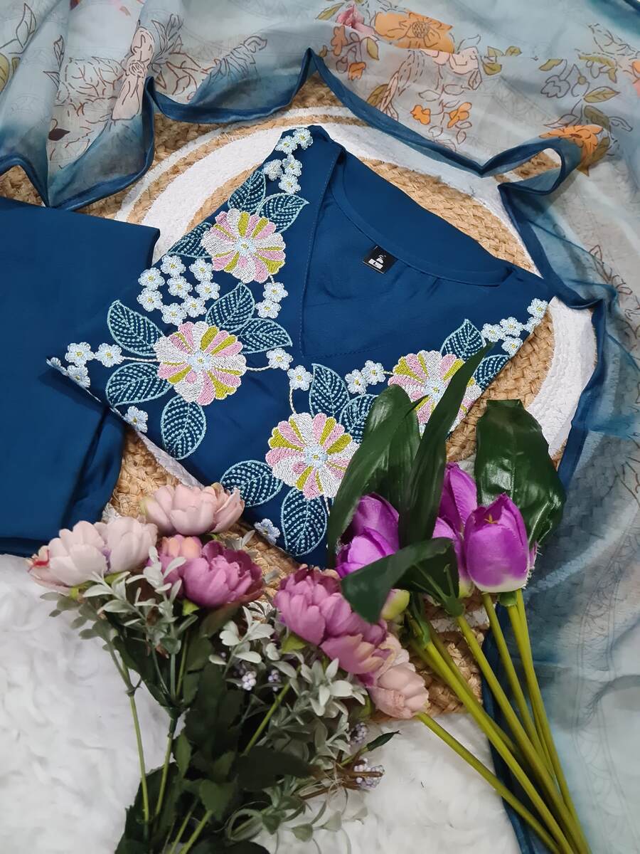 FANCY RAYON SLUB SEQUENCE EMBROIDERY WORK TOP BOTTOM WITH DUPATTA FESTIVE WEAR WHOLESALE PRICE ETHNIC GARMENT (12)