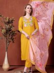 FANCY RAYON SLUB SEQUENCE EMBROIDERY WORK TOP BOTTOM WITH DUPATTA FESTIVE WEAR WHOLESALE PRICE ETHNIC GARMENT (9)