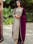 FANCY ROMAN EMBROIDERY WORK TOP BOTTOM WITH DUPATTA CREAM