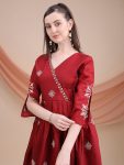 FANCY ROMAN SILK EMBROIDERY WORK ANARKALI GOWN BOTTOM WITH DUPATTA FESTIVE WEAR WHOLESALE PRICE ETHNIC GARMENT (2)