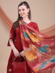 FANCY ROMAN SILK EMBROIDERY WORK ANARKALI GOWN BOTTOM WITH DUPATTA FESTIVE WEAR WHOLESALE PRICE ETHNIC GARMENT (2)