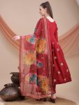 FANCY ROMAN SILK EMBROIDERY WORK ANARKALI GOWN BOTTOM WITH DUPATTA FESTIVE WEAR WHOLESALE PRICE ETHNIC GARMENT (2)