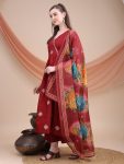 FANCY ROMAN SILK EMBROIDERY WORK ANARKALI GOWN BOTTOM WITH DUPATTA FESTIVE WEAR WHOLESALE PRICE ETHNIC GARMENT (2)