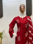 FANCY ROMAN SILK EMBROIDERY WORK AND GPO LACE WITH SOFT ORGANZA IN SLEEVES DESIGN TOP BOTTOM WITH DUPATTA FESTIVE WEAR WHOLESALE PRICE ETHNIC GARMENT (2).jpeg