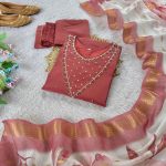 FANCY ROMAN SILK HANDWORK AND LACE WORK TOP BOTTOM WITH DUPATTA FESTIVE WEAR WHOLESALE PRICE ETHNIC GARMENT (1)