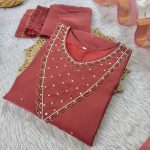 FANCY ROMAN SILK HANDWORK AND LACE WORK TOP BOTTOM WITH DUPATTA FESTIVE WEAR WHOLESALE PRICE ETHNIC GARMENT (1)