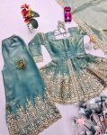 FANCY SATIN SILK EMBROIDERY SEQUENCE WITH REAL MIRROR WORK TOP PALAZZO WITH DUPATTA PARTY WEAR WHOLESALE PRICE ETHNIC GARMENT (6)