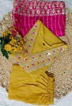 FANCY SLUB COTTON SEQUENCE EMBROIDERY WORK TOP BOTTOM WITH DUPATTA FESTIVE WEAR WHOLESALE PRICE ETHNIC GARMENT (6)