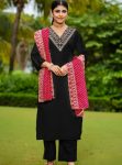 FANCY SLUB COTTON SEQUENCE EMBROIDERY WORK TOP BOTTOM WITH DUPATTA FESTIVE WEAR WHOLESALE PRICE ETHNIC GARMENT (9)