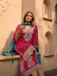 FANCY VICHITRA SILK EMBROIDERY THREAD AND SEQUENCE WORK TOP PALAZZO WITH DUPATTA FESTIVE WEAR WHOLESALE PRICE ETHNIC GARMENT (4)