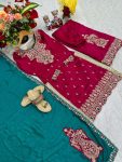 FANCY VICHITRA SILK EMBROIDERY THREAD AND SEQUENCE WORK TOP PALAZZO WITH DUPATTA FESTIVE WEAR WHOLESALE PRICE ETHNIC GARMENT (4)