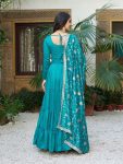 FANCY VICHITRA SILK POTLI BUTTON WORK GOWN WITH SEQUENCE EMBROIDERY WORK DUPATTA FESTIVE WEAR WHOLESALE PRICE ETHNIC GARMENT (7)