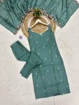 FANCY VISCOSE JARI CHANDERI EMBROIDERY WORK TOP BOTTOM WITH DUPATTA FESTIVE WEAR WHOLESALE PRICE ETHNIC GARMENT (5)