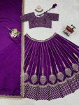 FASHIONABLE CHINON SILK THREAD WITH SEQUENCE WORK LEHENGA CHOLI WITH DUPATTA WEDDING WEAR WHOLESALE PRICE ETHNIC GARMENT (4)