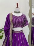 FASHIONABLE CHINON SILK THREAD WITH SEQUENCE WORK LEHENGA CHOLI WITH DUPATTA WEDDING WEAR WHOLESALE PRICE ETHNIC GARMENT (4)
