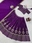 FASHIONABLE CHINON SILK THREAD WITH SEQUENCE WORK LEHENGA CHOLI WITH DUPATTA WEDDING WEAR WHOLESALE PRICE ETHNIC GARMENT (4)