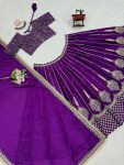 FASHIONABLE CHINON SILK THREAD WITH SEQUENCE WORK LEHENGA CHOLI WITH DUPATTA WEDDING WEAR WHOLESALE PRICE ETHNIC GARMENT (4)