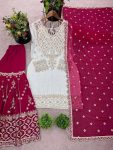 FASHIONABLE GEORGETTE EMBROIDERY SEQUENCE WORK TOP SHARARA WITH DUPATTA FESTIVE WEAR WHOLESALE PRICE ETHNIC GARMENT (9)