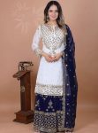 FASHIONABLE GEORGETTE EMBROIDERY SEQUENCE WORK TOP SHARARA WITH DUPATTA FESTIVE WEAR WHOLESALE PRICE ETHNIC GARMENT (2)