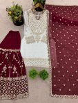 FASHIONABLE GEORGETTE EMBROIDERY SEQUENCE WORK TOP SHARARA WITH DUPATTA FESTIVE WEAR WHOLESALE PRICE ETHNIC GARMENT (2)