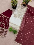FASHIONABLE GEORGETTE EMBROIDERY SEQUENCE WORK TOP SHARARA WITH DUPATTA FESTIVE WEAR WHOLESALE PRICE ETHNIC GARMENT (2)