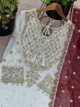 FASHIONABLE GEORGETTE EMBROIDERY SEQUENCE WORK TOP SHARARA WITH DUPATTA FESTIVE WEAR WHOLESALE PRICE ETHNIC GARMENT (2)