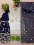FASHIONABLE GEORGETTE EMBROIDERY SEQUENCE WORK TOP SHARARA WITH DUPATTA FESTIVE WEAR WHOLESALE PRICE ETHNIC GARMENT (2)
