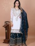 FASHIONABLE GEORGETTE EMBROIDERY SEQUENCE WORK TOP SHARARA WITH DUPATTA RAMA