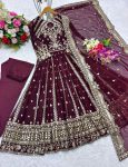 FASHIONABLE GEORGETTE SEQUENCE EMBROIDERY WORK GOWN BOTTOM WITH DUPATTA FESTIVE WEAR WHOLESALE PRICE ETHNIC GARMENT (6)