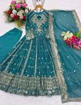 FASHIONABLE GEORGETTE SEQUENCE EMBROIDERY WORK GOWN BOTTOM WITH DUPATTA FESTIVE WEAR WHOLESALE PRICE ETHNIC GARMENT (5)