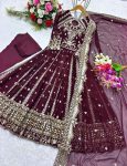 FASHIONABLE GEORGETTE SEQUENCE EMBROIDERY WORK GOWN BOTTOM WITH DUPATTA FESTIVE WEAR WHOLESALE PRICE ETHNIC GARMENT (6)