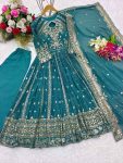 FASHIONABLE GEORGETTE SEQUENCE EMBROIDERY WORK GOWN BOTTOM WITH DUPATTA FESTIVE WEAR WHOLESALE PRICE ETHNIC GARMENT (5)