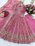 FASHIONABLE GEORGETTE SEQUENCE EMBROIDERY WORK GOWN BOTTOM WITH DUPATTA FESTIVE WEAR WHOLESALE PRICE ETHNIC GARMENT (3)