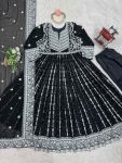 FASHIONABLE GEORGETTE THREAD AND SEQUENCE WITH RIVET MOTI WORK GOWN BOTTOM WITH DUPATTA FESTIVE WEAR WHOLESALE PRICE ETHNIC GARMENT (20)