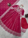 FASHIONABLE GEORGETTE THREAD AND SEQUENCE WITH RIVET MOTI WORK GOWN BOTTOM WITH DUPATTA FESTIVE WEAR WHOLESALE PRICE ETHNIC GARMENT (8)