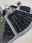 FASHIONABLE GEORGETTE THREAD AND SEQUENCE WITH RIVET MOTI WORK GOWN BOTTOM WITH DUPATTA FESTIVE WEAR WHOLESALE PRICE ETHNIC GARMENT (20)