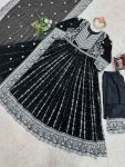 FASHIONABLE GEORGETTE THREAD AND SEQUENCE WITH RIVET MOTI WORK GOWN BOTTOM WITH DUPATTA FESTIVE WEAR WHOLESALE PRICE ETHNIC GARMENT (20)