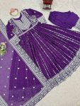 FASHIONABLE GEORGETTE THREAD AND SEQUENCE WITH RIVET MOTI WORK GOWN BOTTOM WITH DUPATTA FESTIVE WEAR WHOLESALE PRICE ETHNIC GARMENT (2)