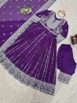 FASHIONABLE GEORGETTE THREAD AND SEQUENCE WITH RIVET MOTI WORK GOWN BOTTOM WITH DUPATTA FESTIVE WEAR WHOLESALE PRICE ETHNIC GARMENT (2)