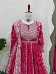 FASHIONABLE GEORGETTE THREAD AND SEQUENCE WITH RIVET MOTI WORK GOWN BOTTOM WITH DUPATTA FESTIVE WEAR WHOLESALE PRICE ETHNIC GARMENT (8)