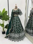 FASHIONABLE JACQUARD THREAD SEQUENCE WORK LEHENGA CHOLI WITH DUPATTA WEDDING WEAR WHOLESALE PRICE ETHNIC GARMENT (4)